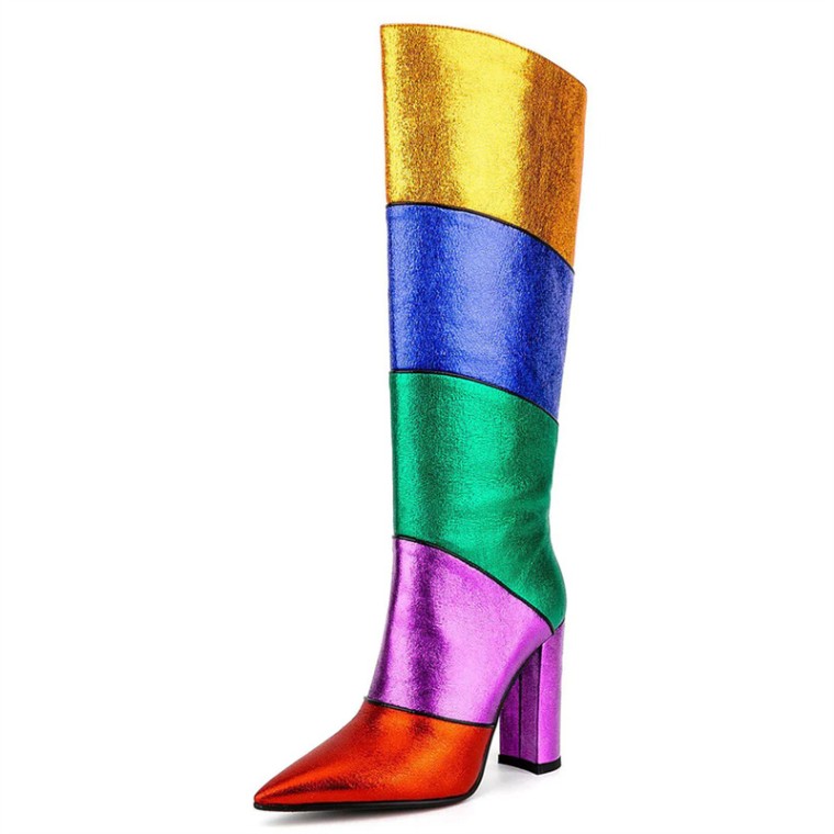 Colorful knee shop high boots