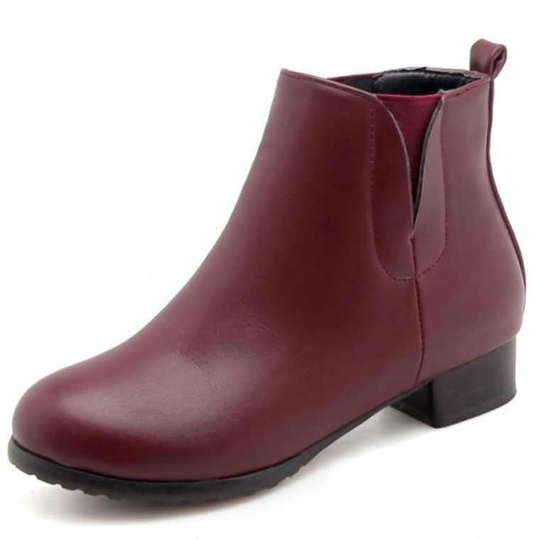 Lib Round Toe Chunky Low Heels Ankle High Chelsea Autumn Booties