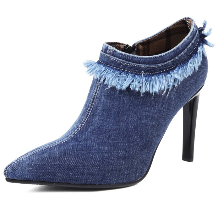 Blue booties heels hotsell