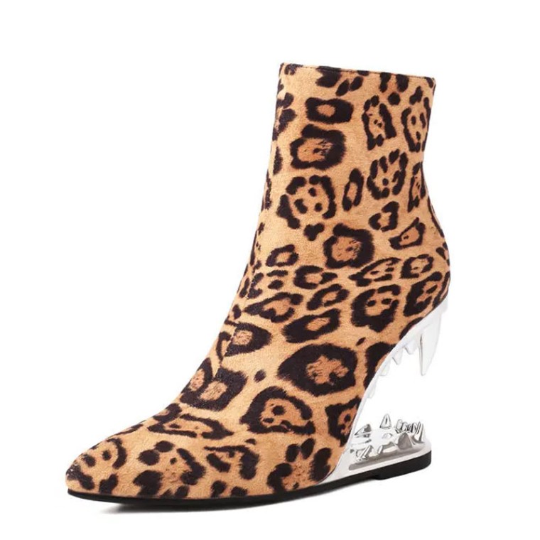 Leopard pointed booties sales