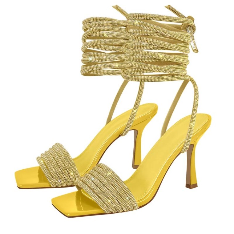 Yellow gladiator hotsell heels