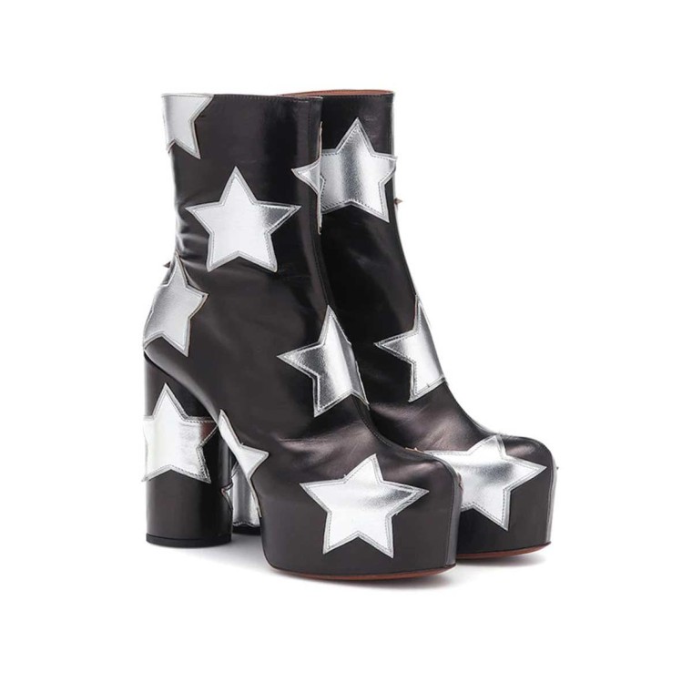 Silver chunky sale heel boots