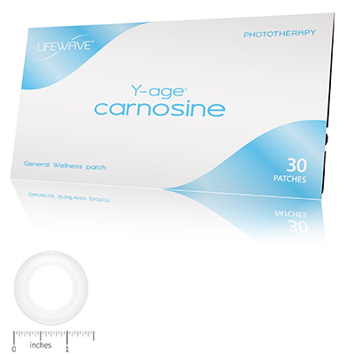 Y-Age Carnosine - 30 Patches - Improves strength and flexibility
Improves overall health
Improves bioelectrical properties of organs
Patented, proprietary form of phototherapy
No drugs, chemicals or stimulants
*After 3 weeks of use.

Contains (1) Y-Age Carnosine sleeve with 30 patches

Better Life Performance
Many athletes and fitness enthusiasts use Y-Age Carnosine to push themselves further, but it can help anyone experience peek performance in their daily routine. This patch Is believed to improve strength, flexibility and endurance, which together form the foundation of a robust and active lifestyle.

What Is Phototherapy?
The practice of phototherapy, which has been around for about 100 years, uses light to improve the health of the body. And modern forms of phototherapy such as Low Level Laser Therapy, which is believed to reduce the appearance wrinkles in the skin, are very well understood scientifically.

But this idea is nothing new. As far back as two thousand years ago, the ancient Greeks had a center for studying the effects of different colored lights on the body. Even the ancient Egyptians, who promoted health by focusing sunlight through colored glass on certain areas of the body, understood this concept.

How Our Phototherapy Patches Work
Your body emits heat in the form of infrared light. Our patches are designed to trap this infrared light when placed on the body, which causes them to reflect specific wavelengths of light. (see Usage Tab for placement instructions). This process stimulates specific points on the skin that signal the body to produce health benefits unique to each LifeWave patch.

What Makes one LifeWave Patch Different than Another?
Each patch is exclusively designed to reflect specific wavelengths of light that stimulate specific points on the skin. This enables each patch to provide unique health benefits. No drugs or chemicals enter your body

How Does This Relate to Enhanced Performance?
Y-Age Carnosine reflects particular wavelengths of light, which are believed to stimulate specific points on the skin that help increase stamina, and improve strength and flexibility.

2010 Consumer Use Analysis
2010 Consumer Use Analysis
This pilot consumer use analysis suggest that healthy users find increased flexibility, balance, strength, and endurance. Importantly, no one experienced adverse effects wearing the Y-Age Carnosine patch.

Read the full report.
Did You Know?
Building strength and endurance will likely improve your overall health. For instance, strong, capable muscles and flexibility provide better stability, reducing your risk of injury while performing physical activities. This can significantly benefit older adults, who may be more prone to falling.

LifeWave Disclaimer

The statements on LifeWave products, websites or associated materials have not been evaluated by any regulatory authority and are not intended to diagnose, treat, cure or prevent any disease or medical condition. The content provided by Lifewave is presented in summary form, is general in nature, and is provided for informational purposes only. Do not disregard any medical advice you have received or delay in seeking it because of something you have read on our websites or associated materials. Please consult your own physician or appropriate health care provider about the applicability of any opinions or recommendations with respect to your own symptoms or medical conditions as these diseases commonly present with variable signs and symptoms. Always consult with your physician or other qualified health care provider before embarking on a new treatment, diet or fitness program. We assume no liability or responsibility for damage or injury to persons or property arising from any use of any product, information, idea, or instruction contained in the materials provided to you. LifeWave reserves the right to change or discontinue at any time any aspect or feature containing our information.

Our patches are based on the theory of phototherapy. The patches are not proven based on conventional medicine standards and should not be used in place of medical care

 in HealthCare from LifeWave