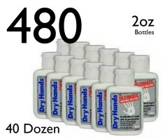 Dry Hands Sports Grip Powder for Pole Dancing, Baseball, Golf - 40 Dozen = 480x 2oz. Bottles