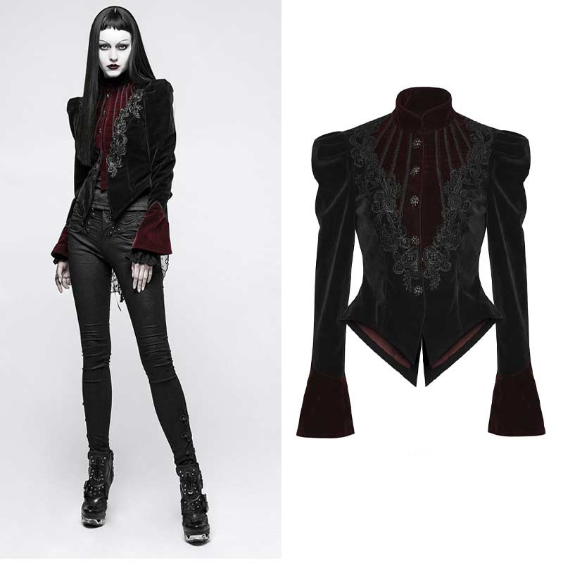 Black lace jacket with tails top