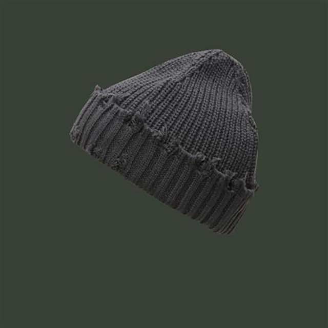 Broken Brim Hole Knitted Hiphop Trend Hommie Winter Autumn Hats - Gray - Note: Due to the different monitor and light effect, the actual color of the item might be slightly different from the color showed on the pictures. Thank you! in Caps, Chokers, Scarfs, Hats & Headwear