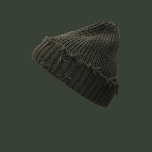 Broken Brim Hole Knitted Hiphop Trend Hommie Winter Autumn Hats - Green - Note: Due to the different monitor and light effect, the actual color of the item might be slightly different from the color showed on the pictures. Thank you! in Caps, Chokers, Scarfs, Hats & Headwear