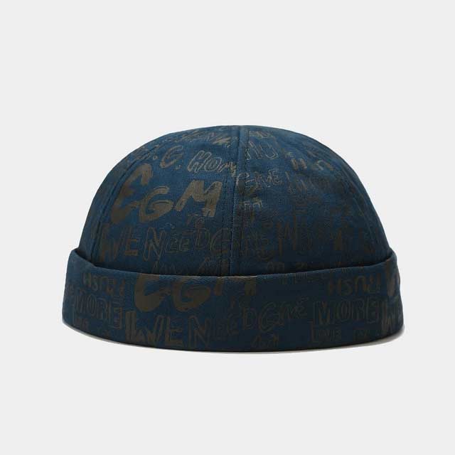 Brimless Beannie Hiphop Graffiti Pattern Headwear Caps - Dark Blue - Note: Due to the different monitor and light effect, the actual color of the item might be slightly different from the color showed on the pictures. Thank you!

Material: Cotton Polyster in Caps, Chokers, Scarfs, Hats & Headwear