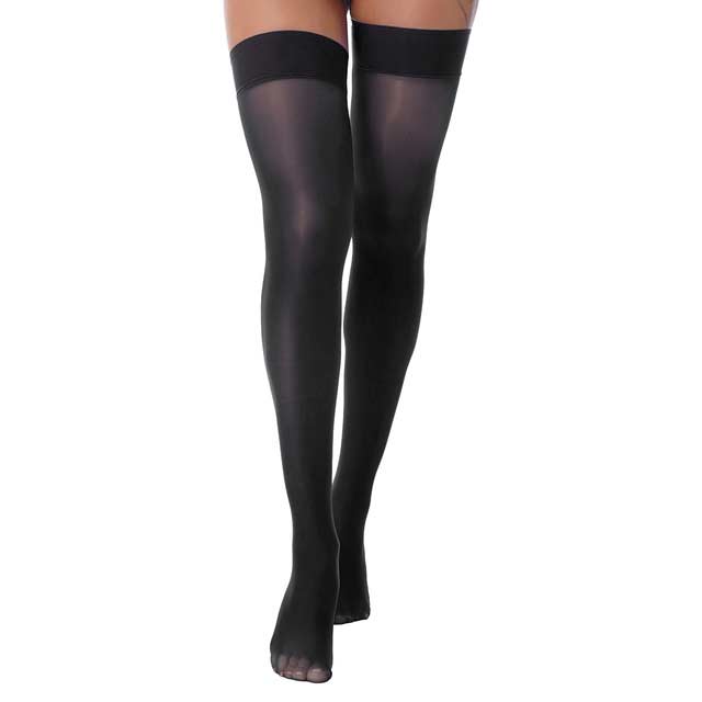 NancyBrandy Shiny Transparent Elastic Long Stockings - Black in