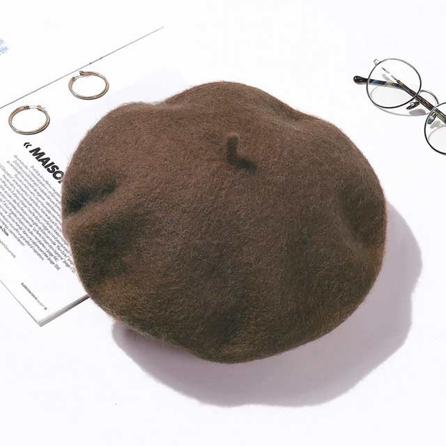 Autumn Winter Trend Wool Paris French Berets Hats - Brown - Note: Due to the different monitor and light effect, the actual color of the item might be slightly different from the color showed on the pictures. Thank you!

Material: Wool
Size: 20.8 inches / 22.4 inches in Caps, Chokers, Scarfs, Hats & Headwear