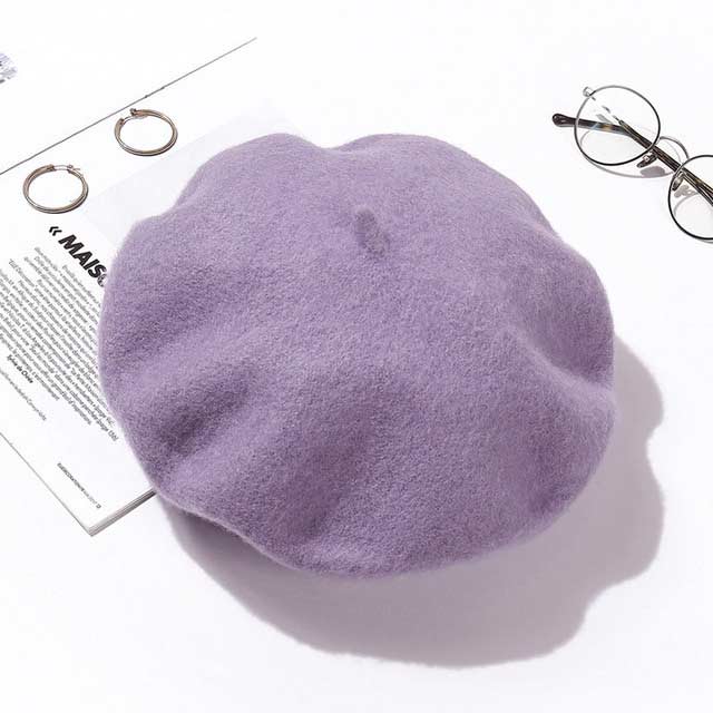 Autumn Winter Trend Wool Paris French Berets Hats - Light Purple - Note: Due to the different monitor and light effect, the actual color of the item might be slightly different from the color showed on the pictures. Thank you!

Material: Wool
Size: 20.8 inches / 22.4 inches in Caps, Chokers, Scarfs, Hats & Headwear
