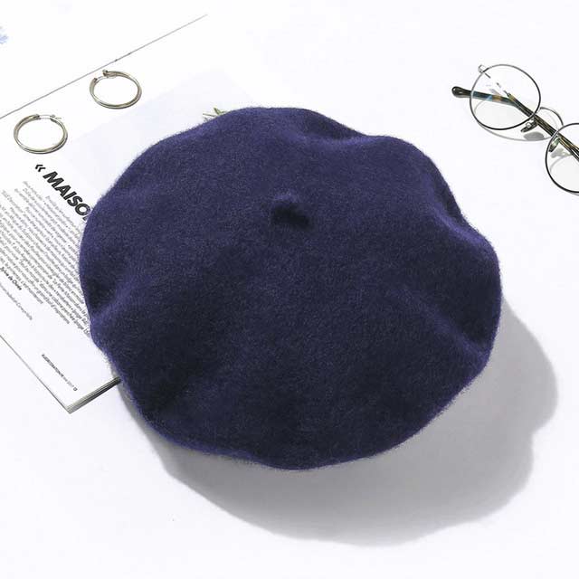 Autumn Winter Trend Wool Paris French Berets Hats - Navy - Note: Due to the different monitor and light effect, the actual color of the item might be slightly different from the color showed on the pictures. Thank you!

Material: Wool
Size: 20.8 inches / 22.4 inches in Caps, Chokers, Scarfs, Hats & Headwear