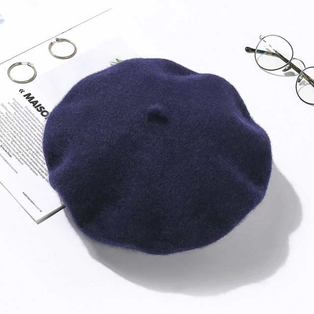 Autumn Winter Trend Wool Paris French Berets Hats - Navy - Note: Due to the different monitor and light effect, the actual color of the item might be slightly different from the color showed on the pictures. Thank you!

Material: Wool
Size: 20.8 inches / 22.4 inches in Caps, Chokers, Scarfs, Hats & Headwear