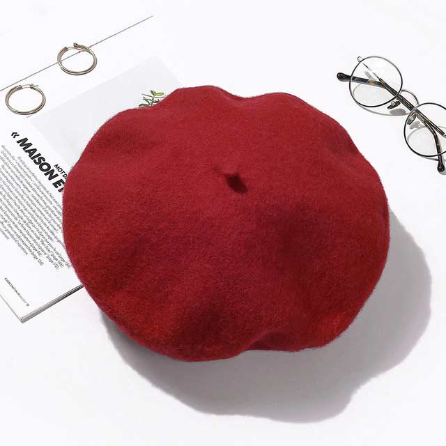 Autumn Winter Trend Wool Paris French Berets Hats - Red - Note: Due to the different monitor and light effect, the actual color of the item might be slightly different from the color showed on the pictures. Thank you!

Material: Wool
Size: 20.8 inches / 22.4 inches in Caps, Chokers, Scarfs, Hats & Headwear