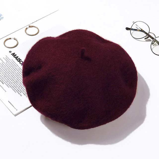 Autumn Winter Trend Wool Paris French Berets Hats - Wine - Note: Due to the different monitor and light effect, the actual color of the item might be slightly different from the color showed on the pictures. Thank you!

Material: Wool
Size: 20.8 inches / 22.4 inches in Caps, Chokers, Scarfs, Hats & Headwear