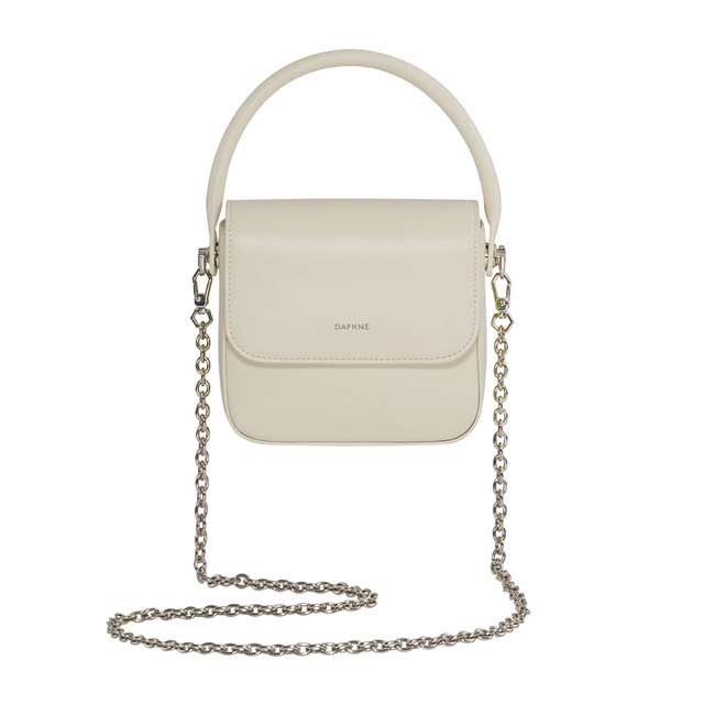 Crossbody Shoulder Chain Straps Handbag Luxury Lunch Bag - Beige by NancyBrandy