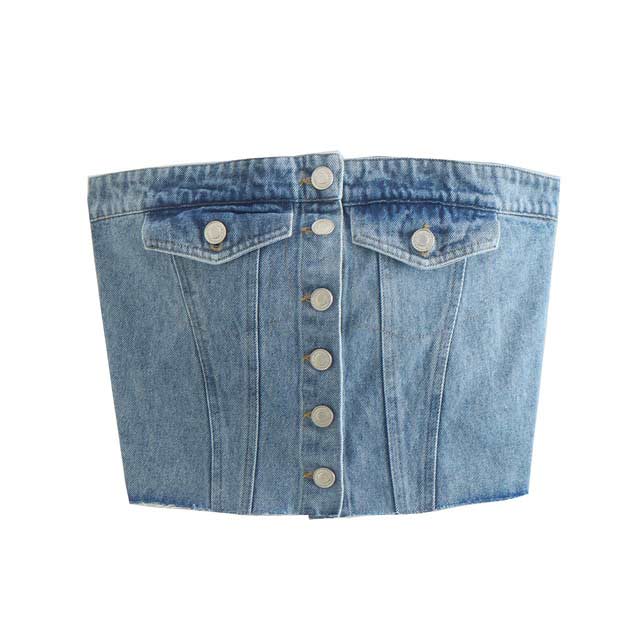 Street Summer Style Crop Chest Denim Sleeveless Over Top - Blue - XSMALL:Bust: 29.9 inch (76 cm) Length: 10.6 inch (27 cm)
SMALL: Bust: 31.5 inch (80 cm) Length: 11 inch (28 cm)
MEDIUM: 33.1 inch (84 cm) Length: 11.4 inch (29 cm)
LARGE: Bust: 35.5 inch (90 cm) Length: 12 inch (30 cm) in Tops, Blouses, Shirts, Hoodies, Boleros, Pajamas, OneSies