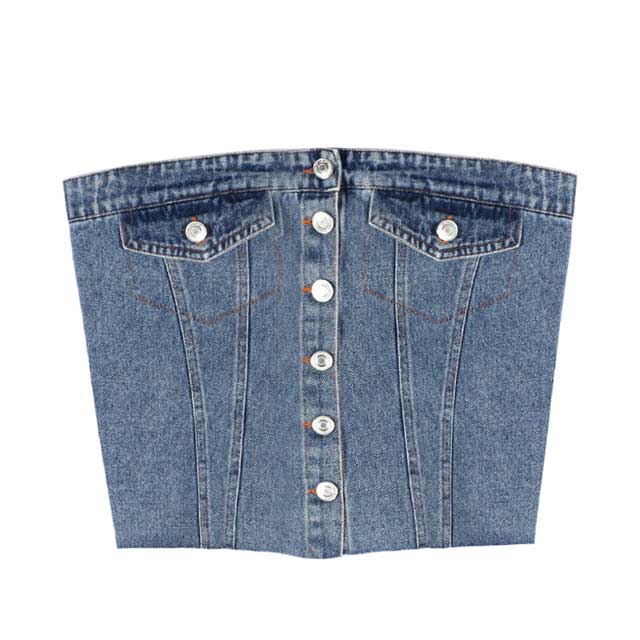 Street Summer Style Crop Chest Denim Sleeveless Over Top - Deep Blue - XSMALL:Bust: 29.9 inch (76 cm) Length: 10.6 inch (27 cm)
SMALL: Bust: 31.5 inch (80 cm) Length: 11 inch (28 cm)
MEDIUM: 33.1 inch (84 cm) Length: 11.4 inch (29 cm)
LARGE: Bust: 35.5 inch (90 cm) Length: 12 inch (30 cm) in Tops, Blouses, Shirts, Hoodies, Boleros, Pajamas, OneSies