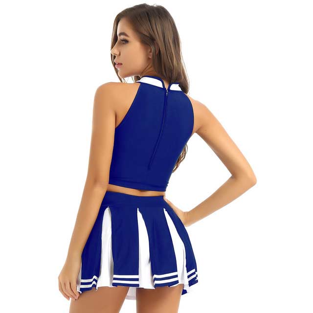 NancyBrandy Cheerleader Cosplay Sleeveless Crop Top with Skirt Costumes - in Costumes - $36.99