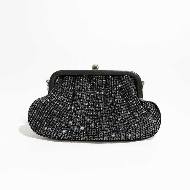 Chic Glitter Rhinestones Sparkling Crystal Purse Bags - Black - 【Quality Material】: High Quality rhinestone fabric, chic dumpling shape design with metal chain, bling bling sparkling crystal ,simple stylish,luxury and trend ,It is the kind of great bags for women and girls in all season.
【Classic frame Bag】:frame closure,1 main pocket design, simple design, fashionable purses for women, perfect for casual shopping,dating and business, the best gift for your wife, mom, girls, and family.
【Size】:10.62``x1``x5.9``(L x W x H) , with a long removable metal strap height : 19.68``,there will be 1~3 cm errors, weight: about 0.5kg.
【clutch evening Structure】: Ladies handbags have 1 Main Pocket,enough capacity to organize your daily items, such as lipstick, wallet, and cosmetics, practical purses and handbags for women.


 in Bags, Backpacks, Handbags & Wallets
