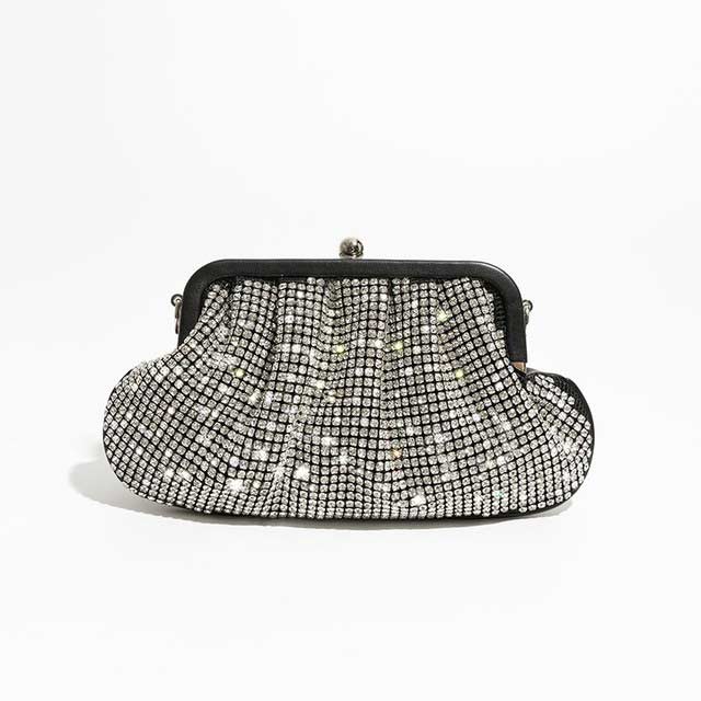 Chic Glitter Rhinestones Sparkling Crystal Purse Bags - Silver - 【Quality Material】: High Quality rhinestone fabric, chic dumpling shape design with metal chain, bling bling sparkling crystal ,simple stylish,luxury and trend ,It is the kind of great bags for women and girls in all season.
【Classic frame Bag】:frame closure,1 main pocket design, simple design, fashionable purses for women, perfect for casual shopping,dating and business, the best gift for your wife, mom, girls, and family.
【Size】:10.62``x1``x5.9``(L x W x H) , with a long removable metal strap height : 19.68``,there will be 1~3 cm errors, weight: about 0.5kg.
【clutch evening Structure】: Ladies handbags have 1 Main Pocket,enough capacity to organize your daily items, such as lipstick, wallet, and cosmetics, practical purses and handbags for women.


 in Bags, Backpacks, Handbags & Wallets