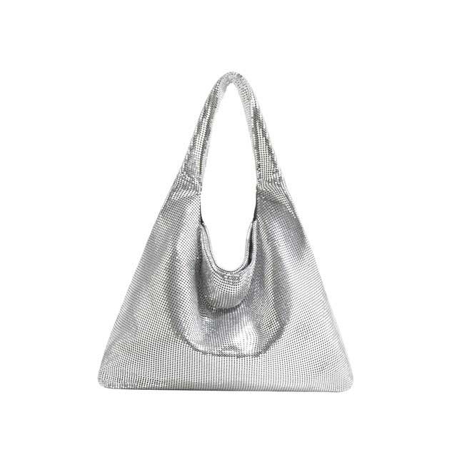 Sparkle Sequin Hobo Evening Metallic Bags - Silver - 【Quality Material】: High Quality metal sequin fabric, chic hobo shape design, super Sparkly and bling,luxury stylish and tend,It is the kind of great bags for women and girls in evening wedding or party.
【Classic Hobo Bag】:Hasp button closure, with 1 main pocket design,fashionable purses for women, perfect for casual shopping,dating and business, the best gift for your wife, mom, girls, and family.
【Size】:12.99``x1``x10.23``(L x W x H) , short handle height: 7.87``,there will be 1~3 cm errors, weight: about 0.3 kg.
【 Hobo Structure】: Ladies handbags have 1 Main Pocket,enough capacity to organize your daily items, such as phone,wallet, and cosmetics, practical purses and handbags for women.

 in Bags, Backpacks, Handbags & Wallets