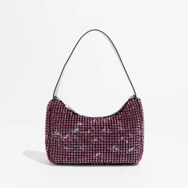 Chic Glitter Rhinestones Sparkling Crystal Crossbody Bags - Pink - 【Handbags Type】 Clutch Bag
【Clutch Bag Structure】: 1 main pocke,1 inner pockets,The tote Bags design make it convenient to pick up stuff.Enough capacity to organize your daily items,Such as,coin, cell Phone, cosmetics and more.
【Hobo Bag】Zipper closure, with 1 main pocket design , with a metal chain.fashionable purses for women, perfect for casual shopping,dating and business, the best gift for your wife, mom, girls, and family.Pair this clutch with your favorite dress and glitter in the crowd! Perfect for special events like wedding, party, prom and cocktail night. Top handle handbag with a detachable chain strap you can be hands free anytime.
【Material】High Quality Bling crystal rhinestones material,hobo shape with quilted, super soft and comfortable handtouch,luxury and simple stylich,It is the kind of great bags for women and girls.
【Size】8.27``x3.15``x5.12``(L x W x H) 21x8x13cm, with a short handle ,there will be 1~3 cm errors, weight: about 0.55kg.There is a removable metal chain.
【Note】Please allow 1-3cm differs due to manual measurement.
 in Bags, Backpacks, Handbags & Wallets