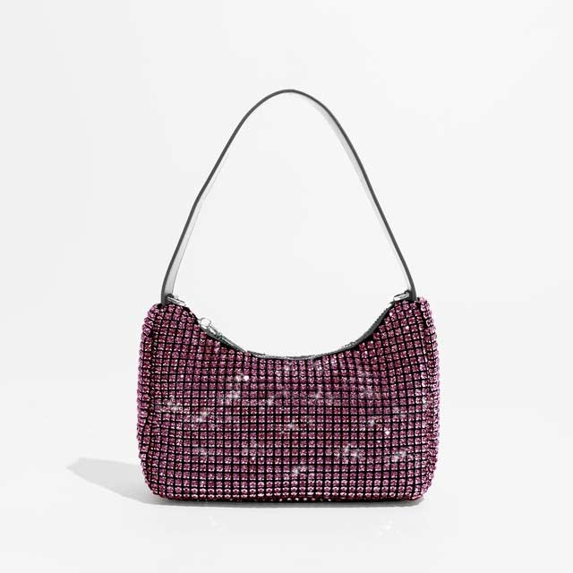Chic Glitter Rhinestones Sparkling Crystal Crossbody Bags - Pink - 【Handbags Type】 Clutch Bag
【Clutch Bag Structure】: 1 main pocke,1 inner pockets,The tote Bags design make it convenient to pick up stuff.Enough capacity to organize your daily items,Such as,coin, cell Phone, cosmetics and more.
【Hobo Bag】Zipper closure, with 1 main pocket design , with a metal chain.fashionable purses for women, perfect for casual shopping,dating and business, the best gift for your wife, mom, girls, and family.Pair this clutch with your favorite dress and glitter in the crowd! Perfect for special events like wedding, party, prom and cocktail night. Top handle handbag with a detachable chain strap you can be hands free anytime.
【Material】High Quality Bling crystal rhinestones material,hobo shape with quilted, super soft and comfortable handtouch,luxury and simple stylich,It is the kind of great bags for women and girls.
【Size】8.27``x3.15``x5.12``(L x W x H) 21x8x13cm, with a short handle ,there will be 1~3 cm errors, weight: about 0.55kg.There is a removable metal chain.
【Note】Please allow 1-3cm differs due to manual measurement.
 in Bags, Backpacks, Handbags & Wallets
