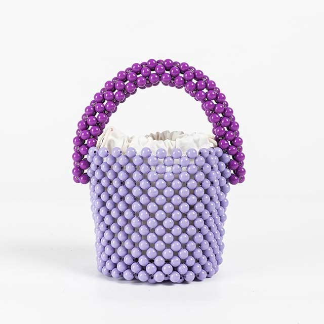 Multicolor Beaded Cross Body Bucket Hand Bags - Purple - 1.Due to the shooting light and display, there may be some color difference between the real object and the picture, which is a normal phenomenon.
2.Due to manual measurement, please allow 1-3cm error in Bags, Backpacks, Handbags & Wallets