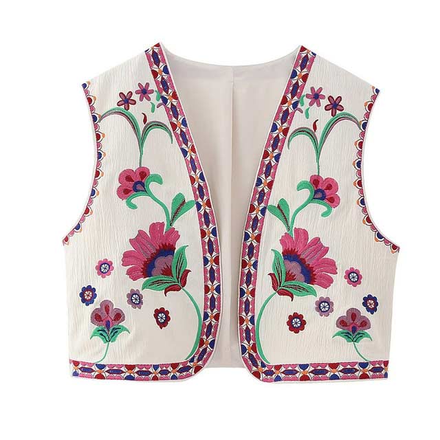 Vintage Floral Embroidered Indie Hippe Open Waist Coat Jacket - Red - XSMALL: Shoulder: 15.8 inch (40 cm) Bust: 37 inch (94 cm) Length: 16.9 inch (43 cm)
SMALL: Shoulder: 16.1 inch (41 cm) Bust: 38.6 inch (98 cm) Length: 17.3 inch (44 cm)
MEDIUM: Shoulder: 16.5 inch (42 cm) Bust: 40.2 inch (102 cm) Length: 17.7 inch (45 cm)
LARGE: Shoulder: 16.9 inch (43 cm) Bust: 42.6 inch (108 cm) Length: 18.1 inch (46 cm) in Coats, Jackets, Jumpers & Streetwear