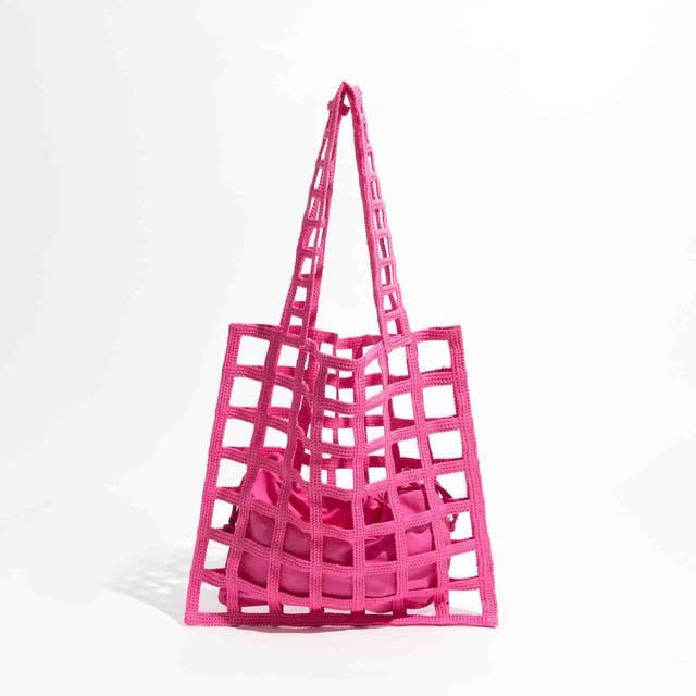 Hollow Mesh Knitted Purse Summer Shoulder Beach Bag - Hot Pink - 【Handbags Type】 Purse Beach Bags
【Material】 Polyster
【Size】 (Width)36 cm * (Height)34 cm *
【Capacity 】 Small Change, Cosmetics, Phone etc..
【Note】 Please allow 1-3cm differs due to manual measurement.


 in Bags, Backpacks, Handbags & Wallets