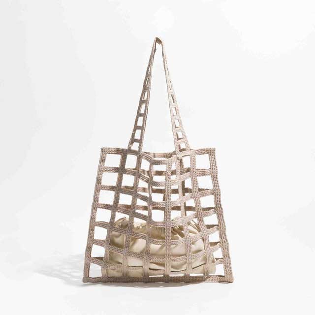 Hollow Mesh Knitted Purse Summer Shoulder Beach Bag - Beige - 【Handbags Type】 Purse Beach Bags
【Material】 Polyster
【Size】 (Width)36 cm * (Height)34 cm *
【Capacity 】 Small Change, Cosmetics, Phone etc..
【Note】 Please allow 1-3cm differs due to manual measurement.


 in Bags, Backpacks, Handbags & Wallets