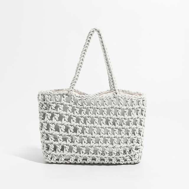 Hollow Out 2 Pcs Fish Net Beach Handbag Bags - White - Note:
1.Due to the shooting light and display, there may be some color difference between the real object and the picture, which is a normal phenomenon.
2.Due to manual measurement, please allow 1-3cm error in Bags, Backpacks, Handbags & Wallets