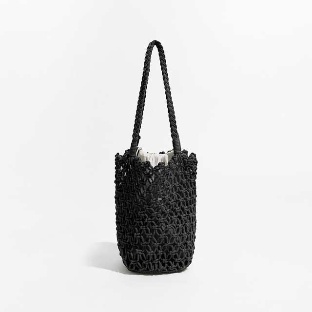 Casual Hollow Out 2 Pcs Set Purse Women Handwoven Shoulder Bucket Bags - Black - Note:
1.Due to the shooting light and display, there may be some color difference between the real object and the picture, which is a normal phenomenon.
2.Due to manual measurement, please allow 1-3cm error in Bags, Backpacks, Handbags & Wallets