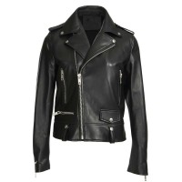 Rivet Decorated Genuie Leather Classic Motorcycle Biker Jackets - Black