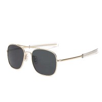 Iconic Hollywood Style Military Aviator Driver Polarized Sunglasses - Gold Gray