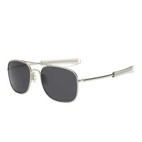 Iconic Hollywood Style Military Aviator Driver Polarized Sunglasses - Silver Gray