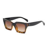 Uv400 Square Frame Vintage Oversized Sunglasses - Black Leopard
