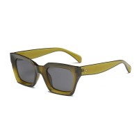 Uv400 Square Frame Vintage Oversized Sunglasses - Green Gray