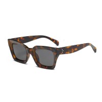 Uv400 Square Frame Vintage Oversized Sunglasses - Leopard