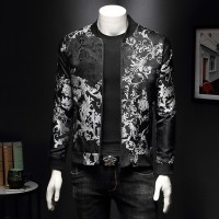 Flower Embroidery Stylish Bomber Zipper Streetstyle Slim Fit Jacket - White
