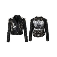 Rivet Decorated Spring & Autumn Punk Jackets Coats - Black
