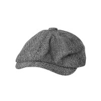 Vintage Herringbone Gatsby Newsboy Peaky Blinders Tweed Hats - Light Gray