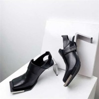 Square Toe Metal Strange Heels Leather Slingback Pumps Sandals