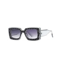 UV400 Thick Frame Square Retro Fashion Sunglasses - Double Gray