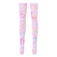Shiny Transparent Elastic Long Rabbit Anime Print Stockings - Pink