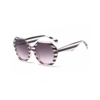 Irregular Polygon Women Summer Sun Glasses - Stripped Pink