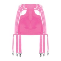 High Waist Wetlook Sexy Rave Costume Short Pants with Garters - Pink