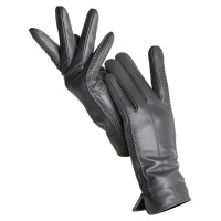Classic Velvet Insole Side Decorated Stitch Winter Standard Gloves - Dark Gray