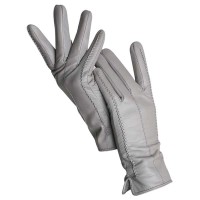 Classic Velvet Insole Side Decorated Stitch Winter Standard Gloves - Gray